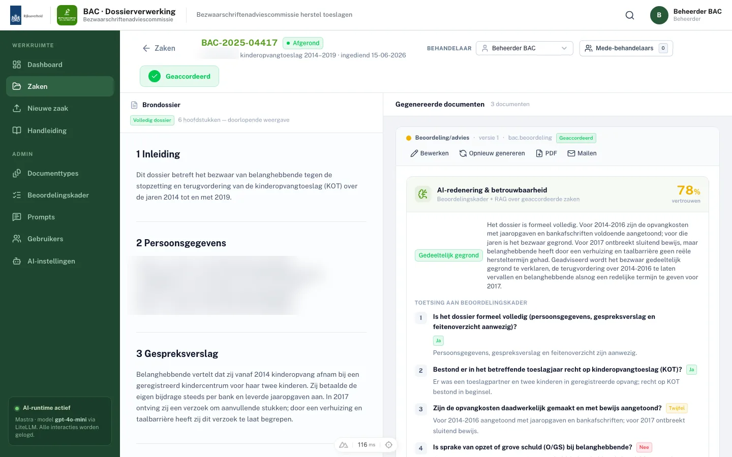 AI agents accelerate legal dossier preparation for government recovery operation — screenshot 3